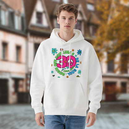 Hippie Floral 30 Peace Sign Hoodie, Vibrant Cozy Style