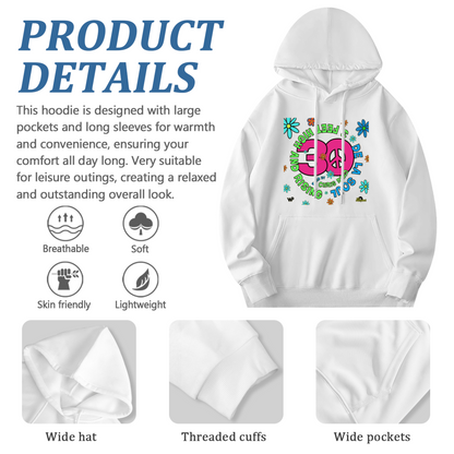 Hippie Floral 30 Peace Sign Hoodie, Vibrant Cozy Style