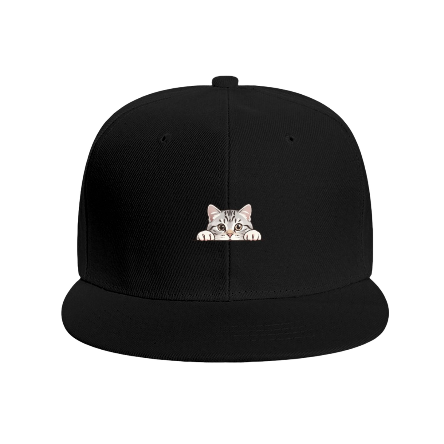 Adorable Peeking Tabby Cat Pink Cute Girl Flat Sun Hat