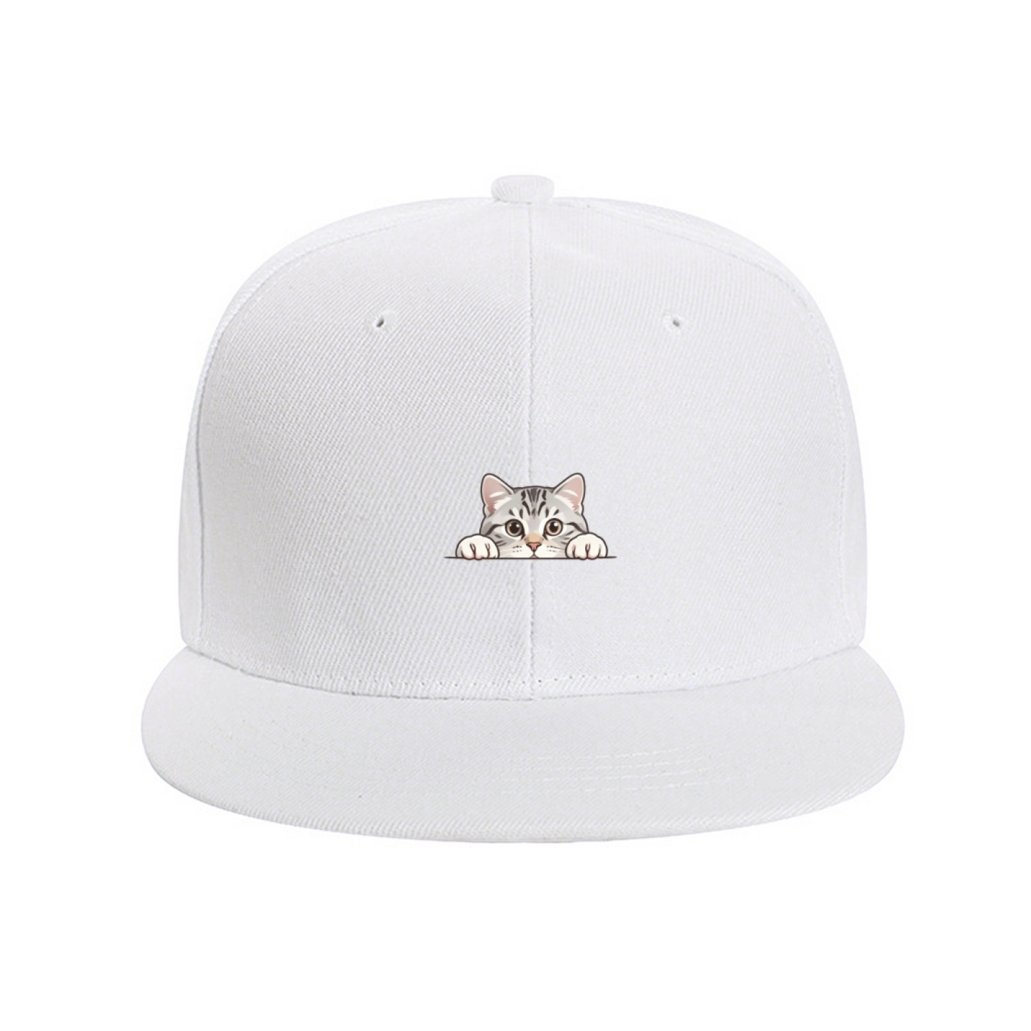 Adorable Peeking Tabby Cat Pink Cute Girl Flat Sun Hat