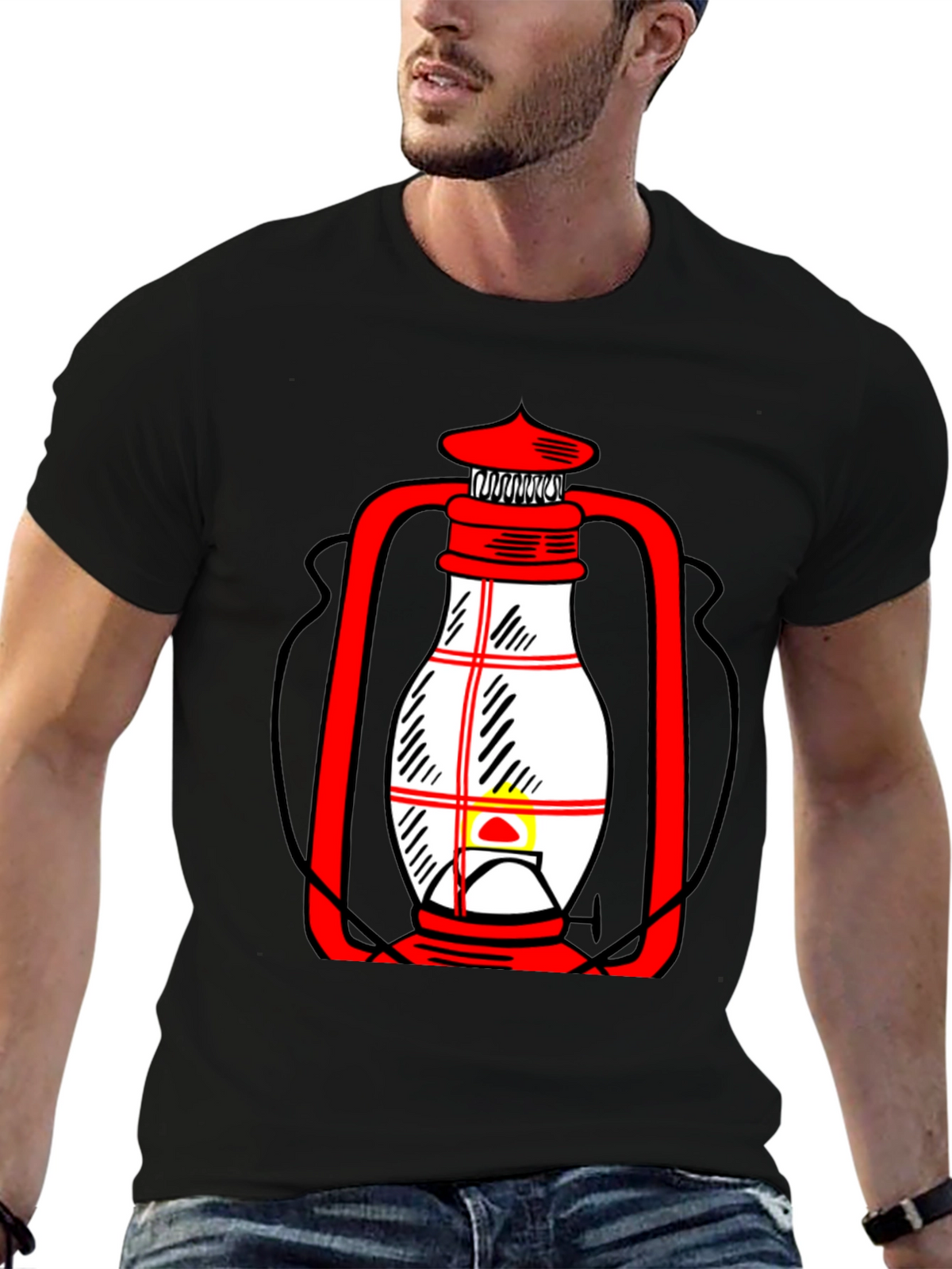 Lantern Graphic T-Shirt - Black Casual Tee
