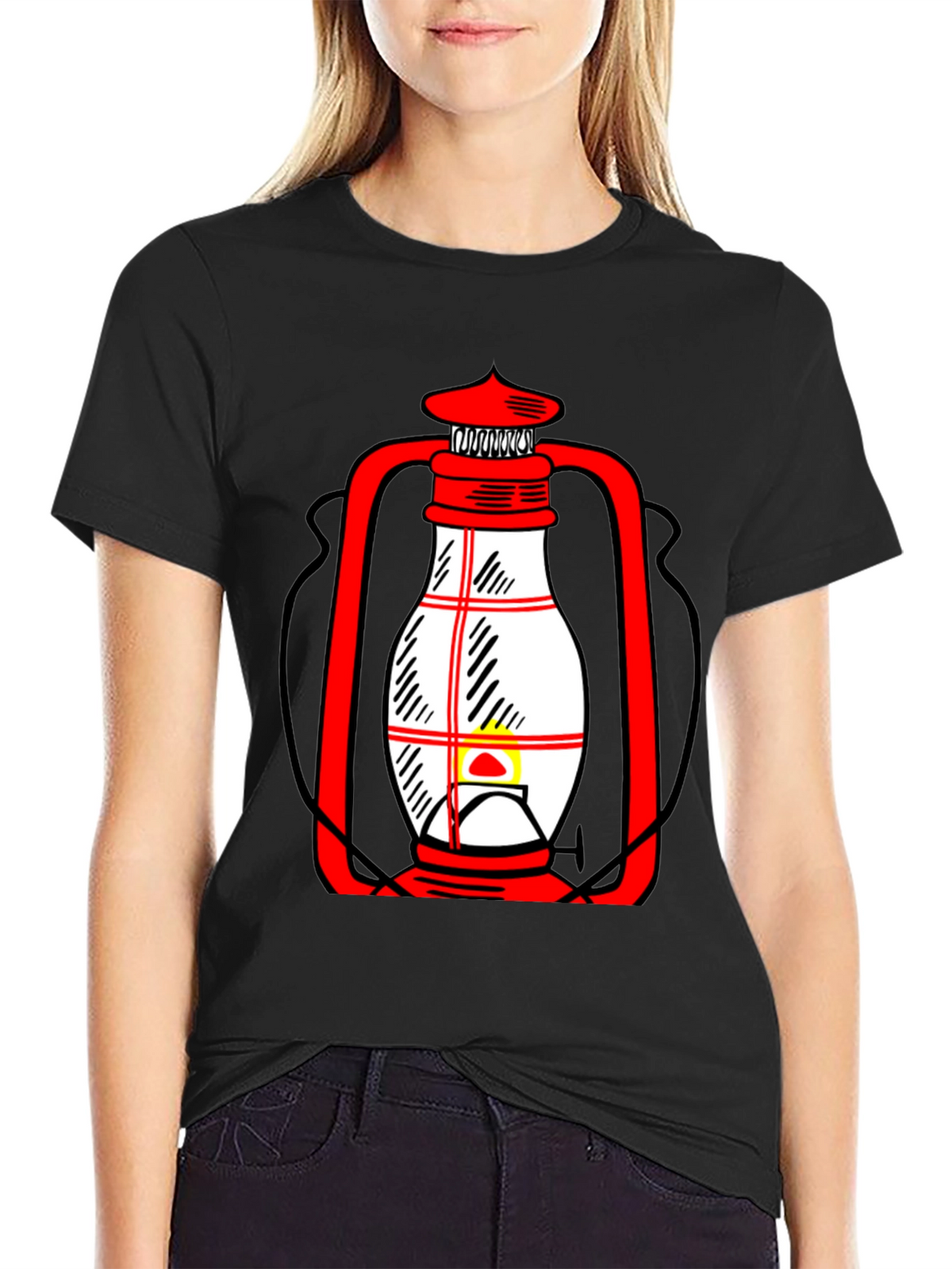 Lantern Graphic T-Shirt - Black Casual Tee