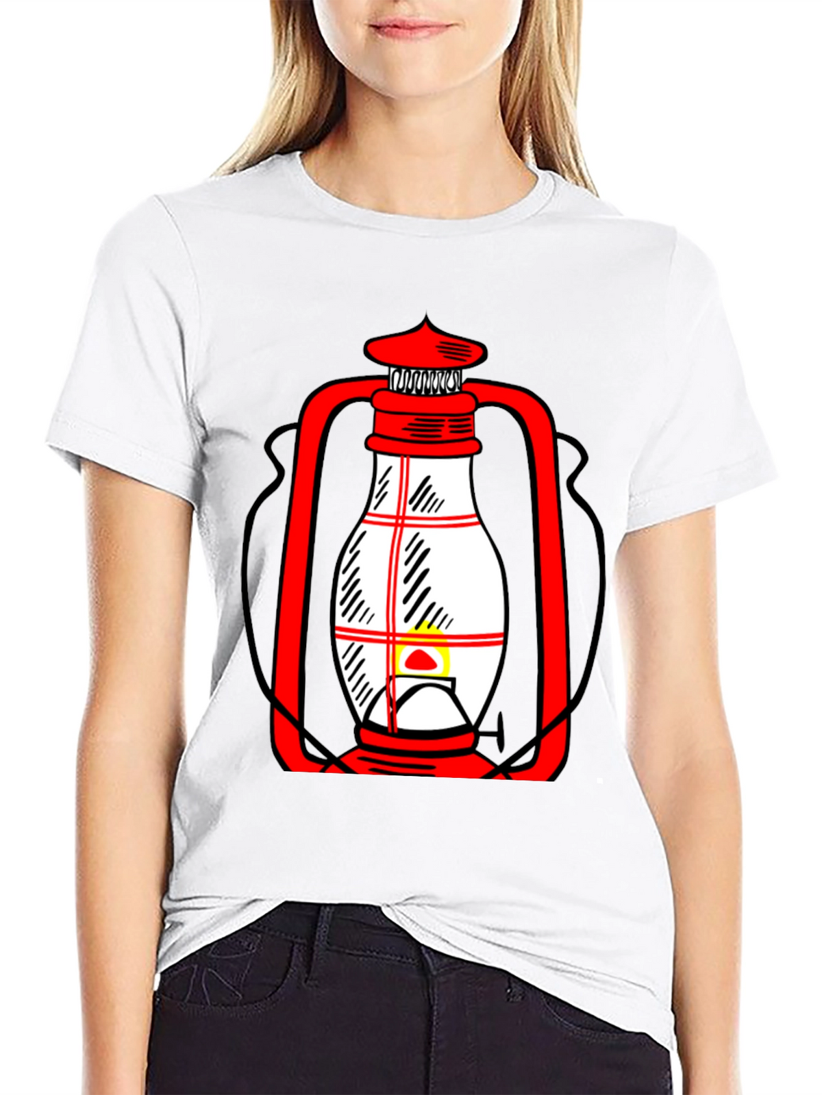 Lantern Graphic T-Shirt - Black Casual Tee