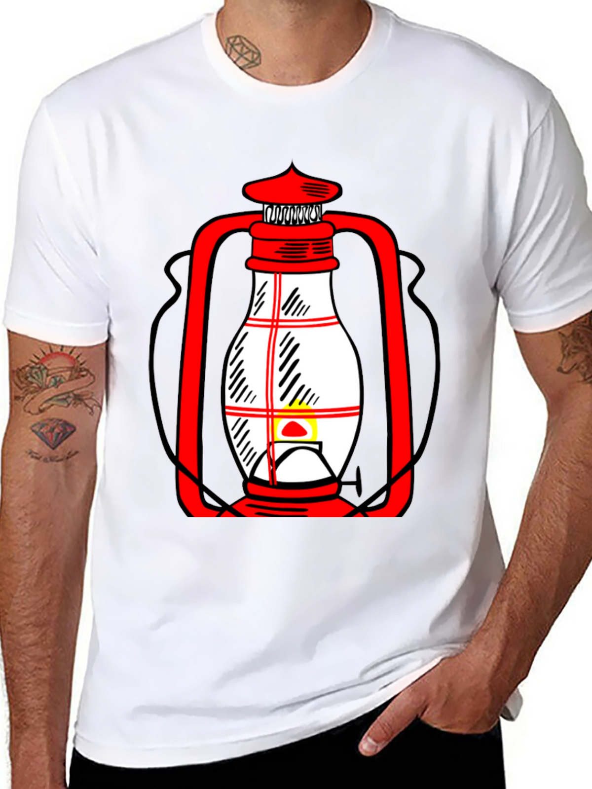 Lantern Graphic T-Shirt - Black Casual Tee