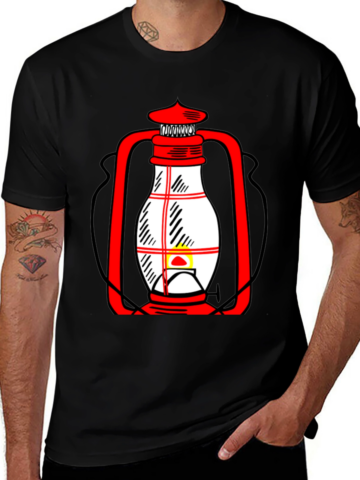 Lantern Graphic T-Shirt - Black Casual Tee