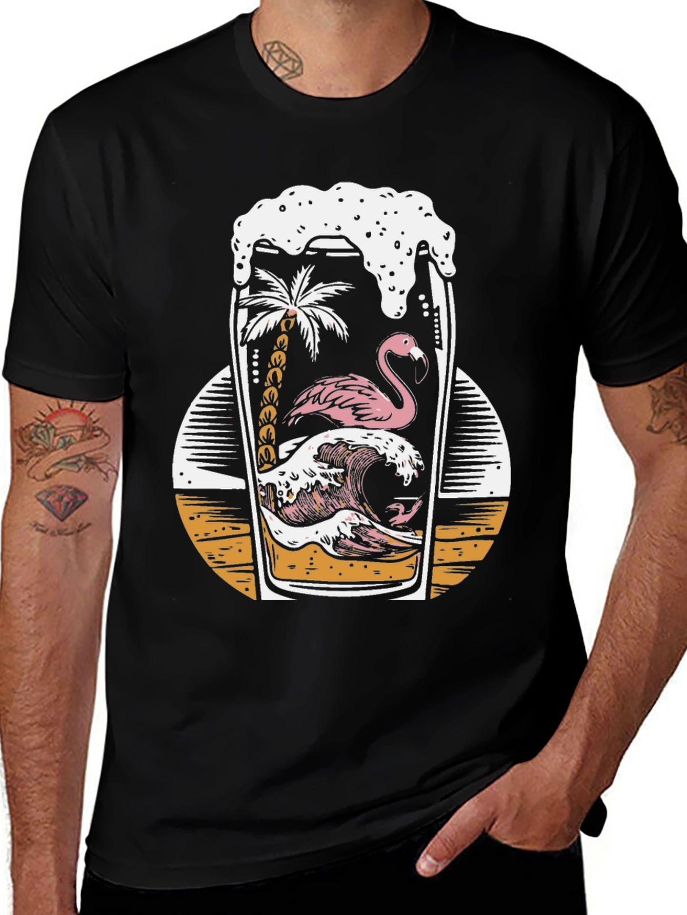 Tropical Flamingo Beer T-Shirt