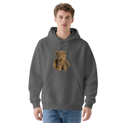 Cute Fluffy Teddy Bear White Hoodie, Unisex Soft Sweet Casual Top
