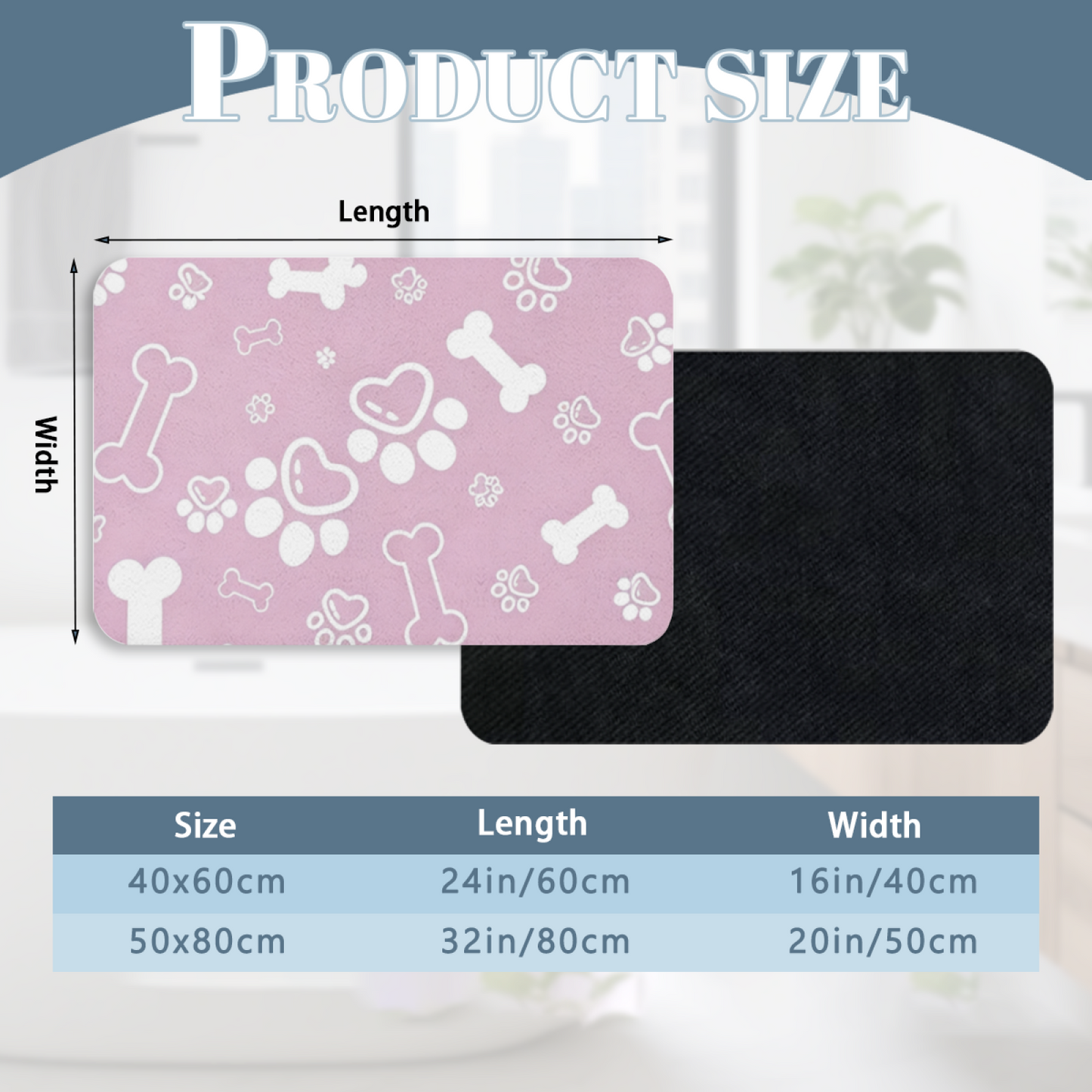 Sweet Pink Paw & Bone Print Pet Bath Mat | Soft Silicone Diatomaceous Earth Doormat