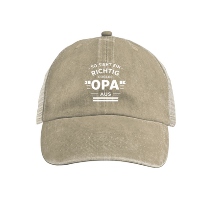 So Sieht Ein Richtig Cooler Opa Maroon Washed Trucker Hat German Grandpa Gift Mesh Cap