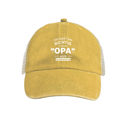 So Sieht Ein Richtig Cooler Opa Maroon Washed Trucker Hat German Grandpa Gift Mesh Cap