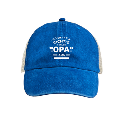 So Sieht Ein Richtig Cooler Opa Maroon Washed Trucker Hat German Grandpa Gift Mesh Cap