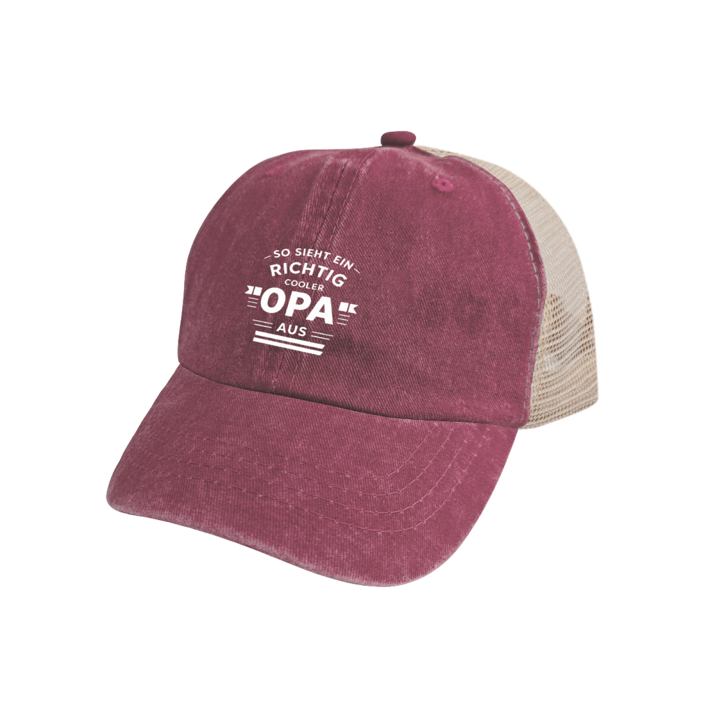 So Sieht Ein Richtig Cooler Opa Maroon Washed Trucker Hat German Grandpa Gift Mesh Cap