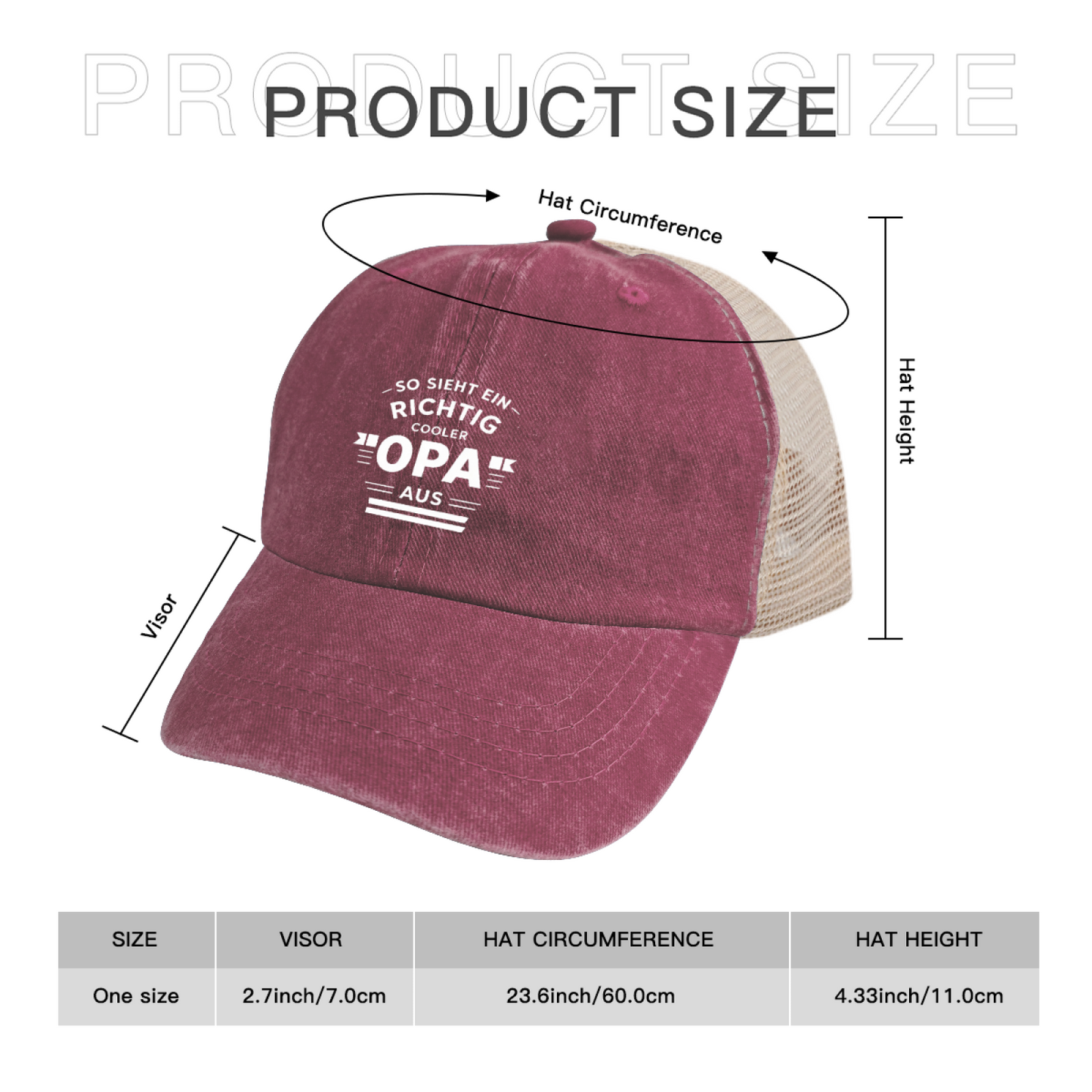 So Sieht Ein Richtig Cooler Opa Maroon Washed Trucker Hat German Grandpa Gift Mesh Cap