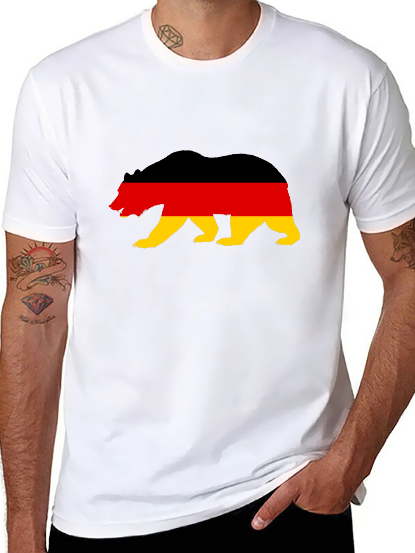 German Flag Bear Graphic T-Shirt
