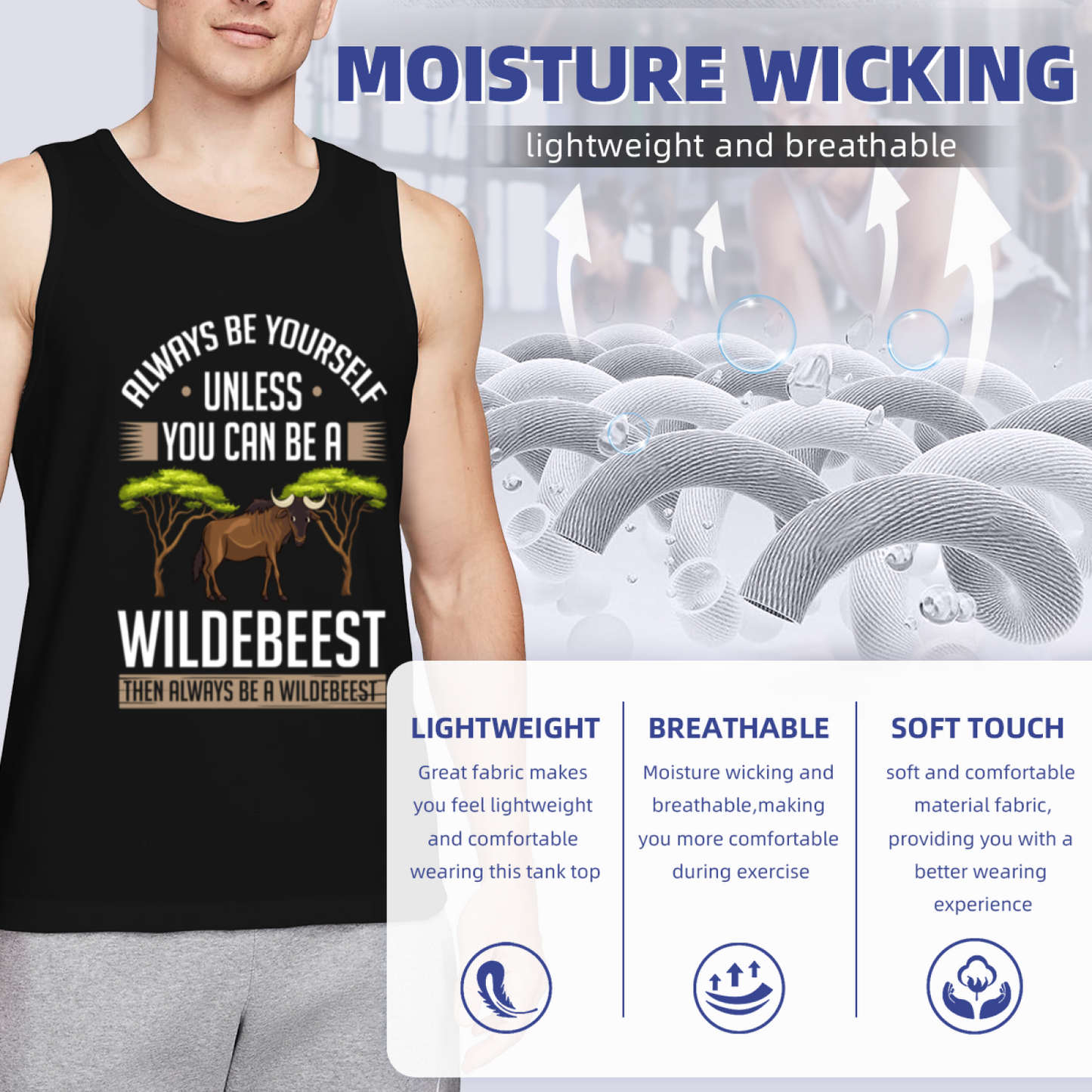 Always Be A Wildebeest Funny Wildlife Humor Men¡¯s Tank Top