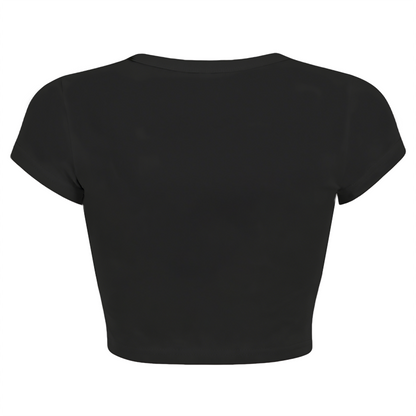 Floral Prayer Rug Islamic Art Black Minimal Crop Top