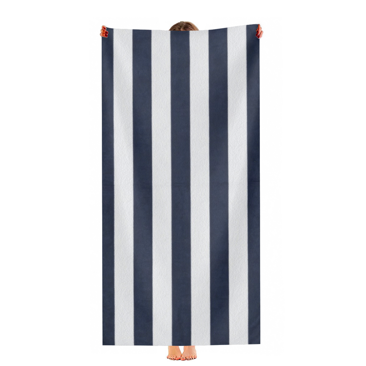 Classic Navy White Striped Retro Beach Towel, Fluffy Soft, Durable and Super Absorbent for Beach & Swimming