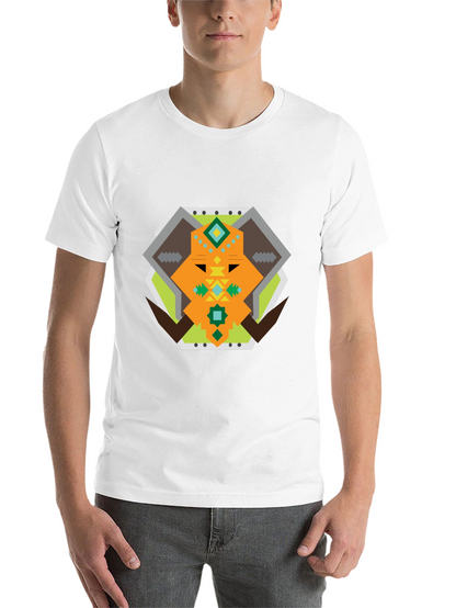 Geometric Bull Graphic Tee - Black Cotton T-Shirt