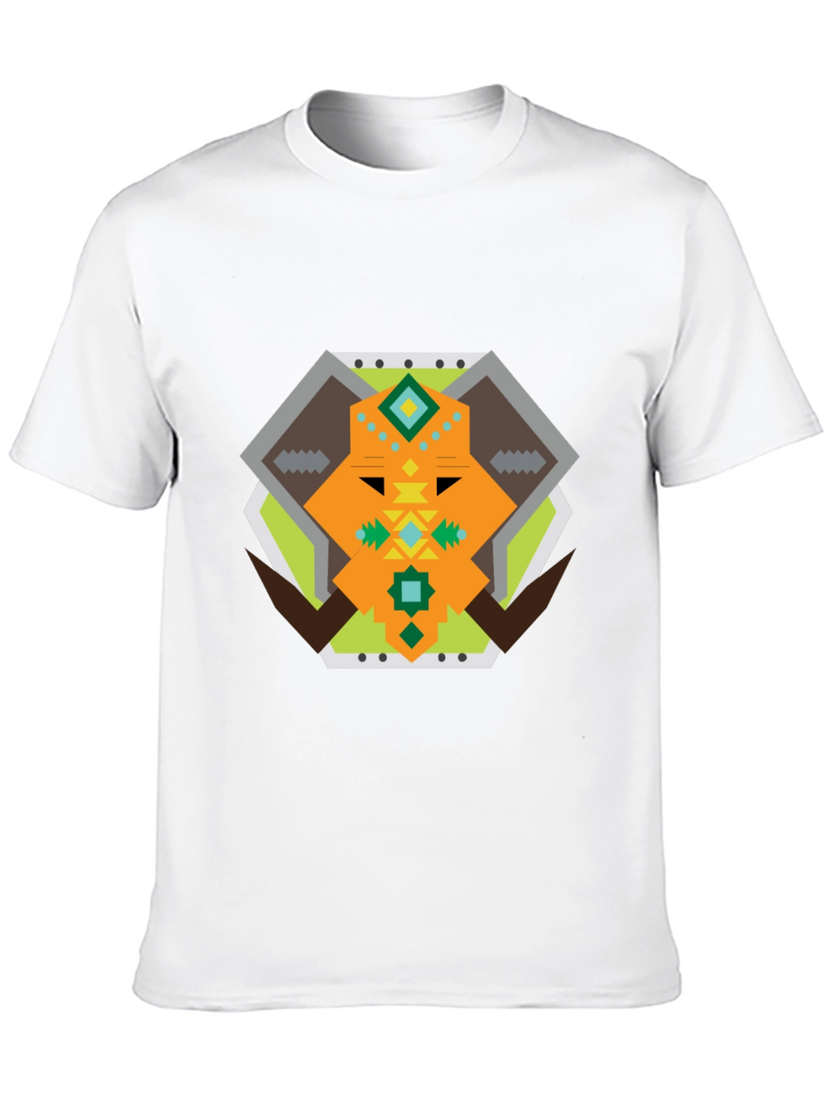 Geometric Bull Graphic Tee - Black Cotton T-Shirt