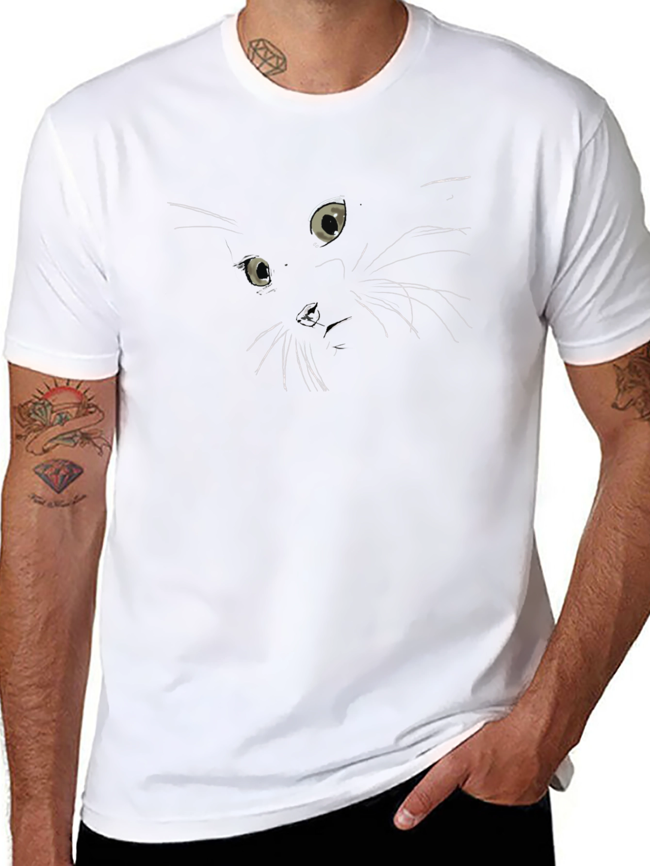 Mens Black Cat Graphic Tee