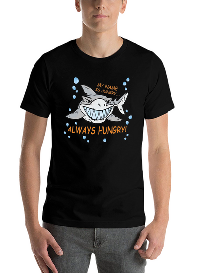 Always Hungry Shark Graphic Print Black T-Shirt