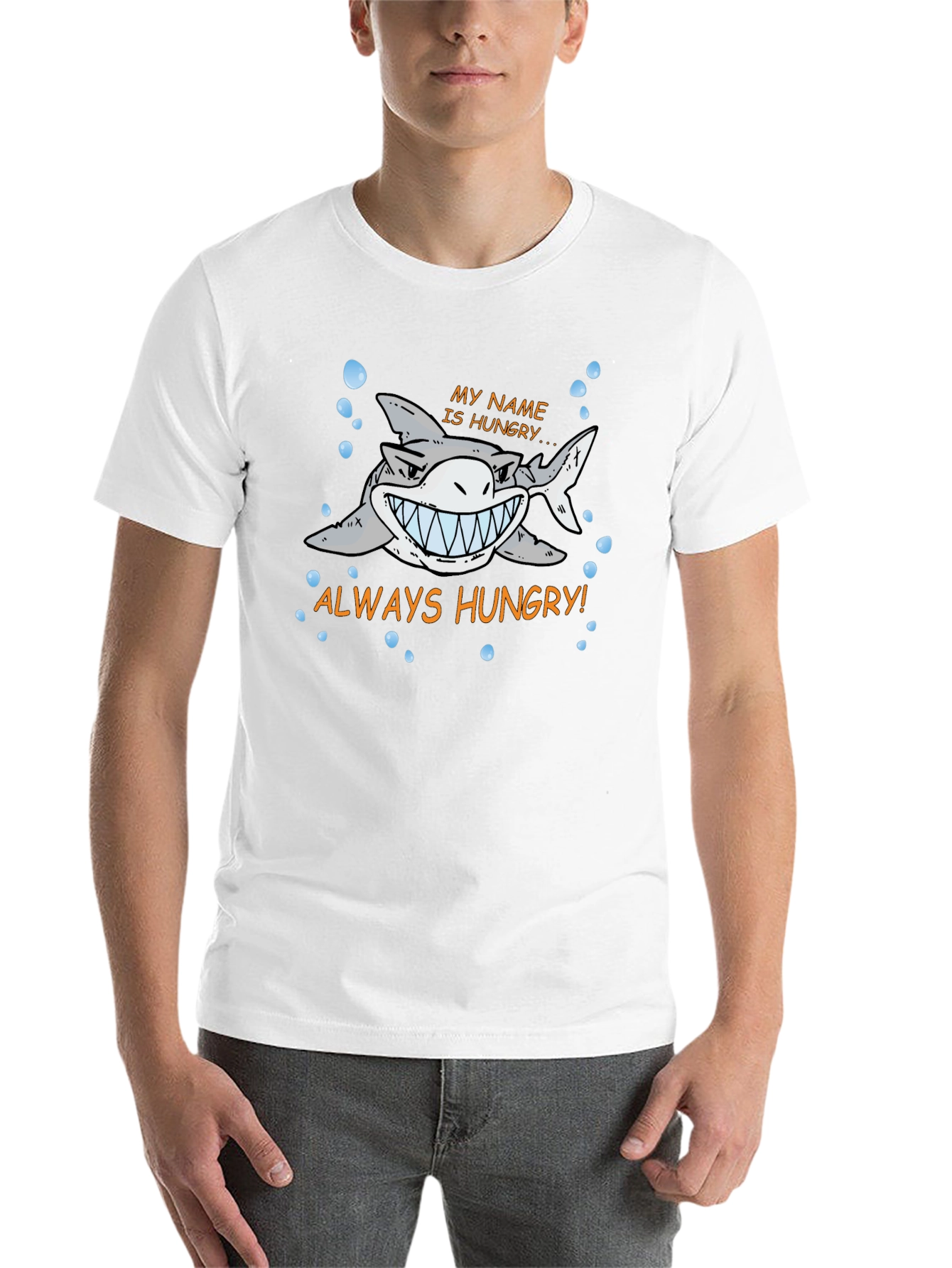 Always Hungry Shark Graphic Print Black T-Shirt