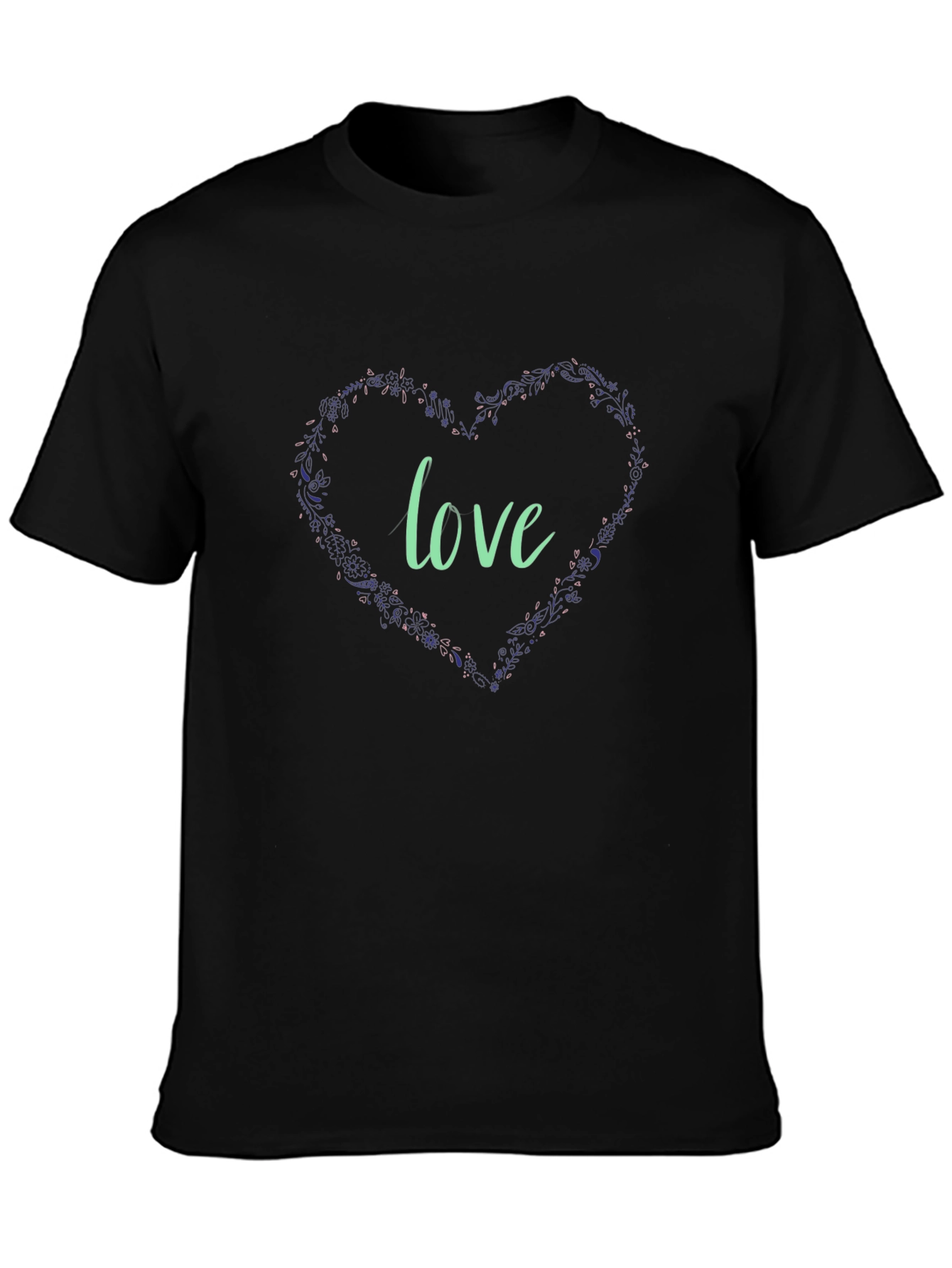 Love Heart Graphic Black T-Shirt