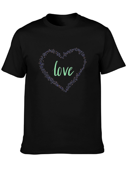 Love Heart Graphic Black T-Shirt