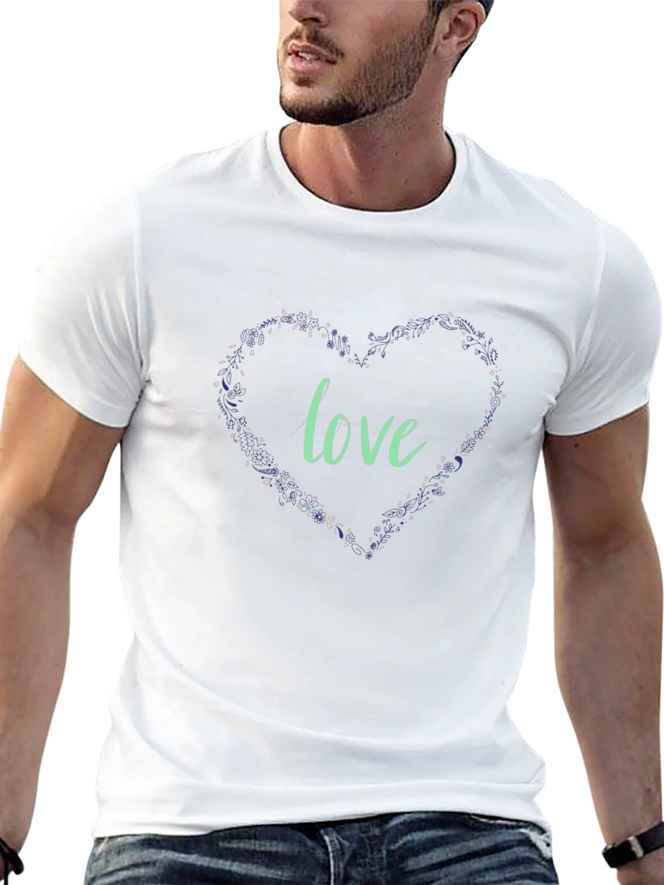 Love Heart Graphic Black T-Shirt