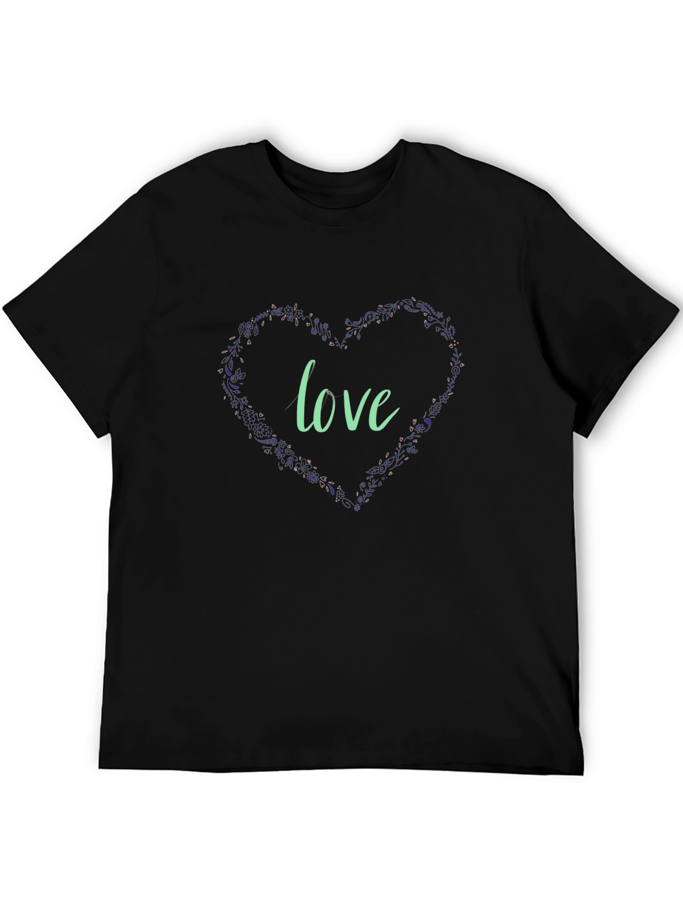 Love Heart Graphic Black T-Shirt