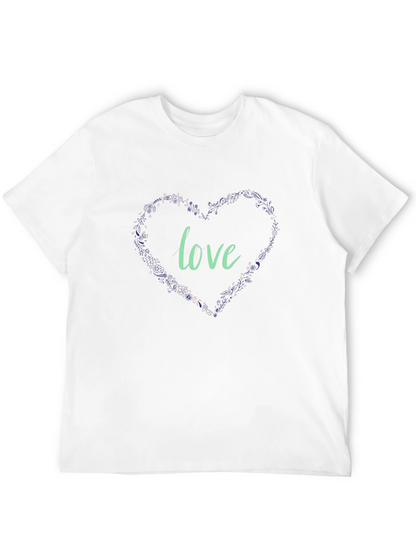 Love Heart Graphic Black T-Shirt