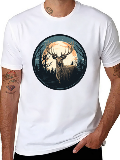 Deer Moon Graphic Tee - Nature Inspired Black T-Shirt