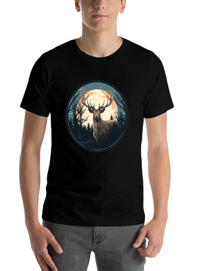 Deer Moon Graphic Tee - Nature Inspired Black T-Shirt