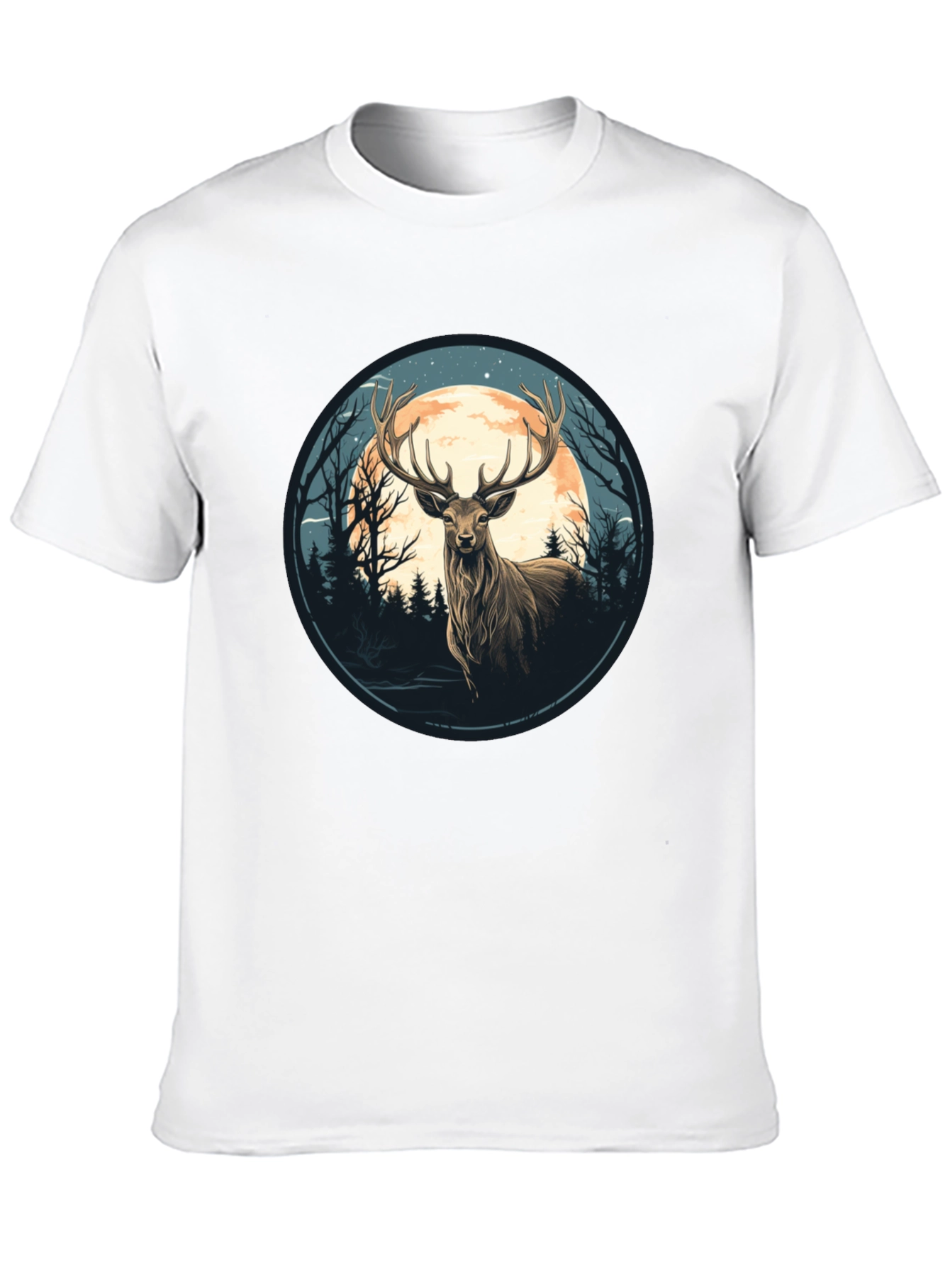 Deer Moon Graphic Tee - Nature Inspired Black T-Shirt