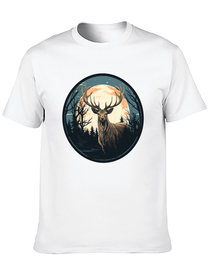 Deer Moon Graphic Tee - Nature Inspired Black T-Shirt