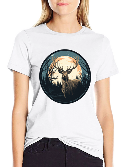 Deer Moon Graphic Tee - Nature Inspired Black T-Shirt