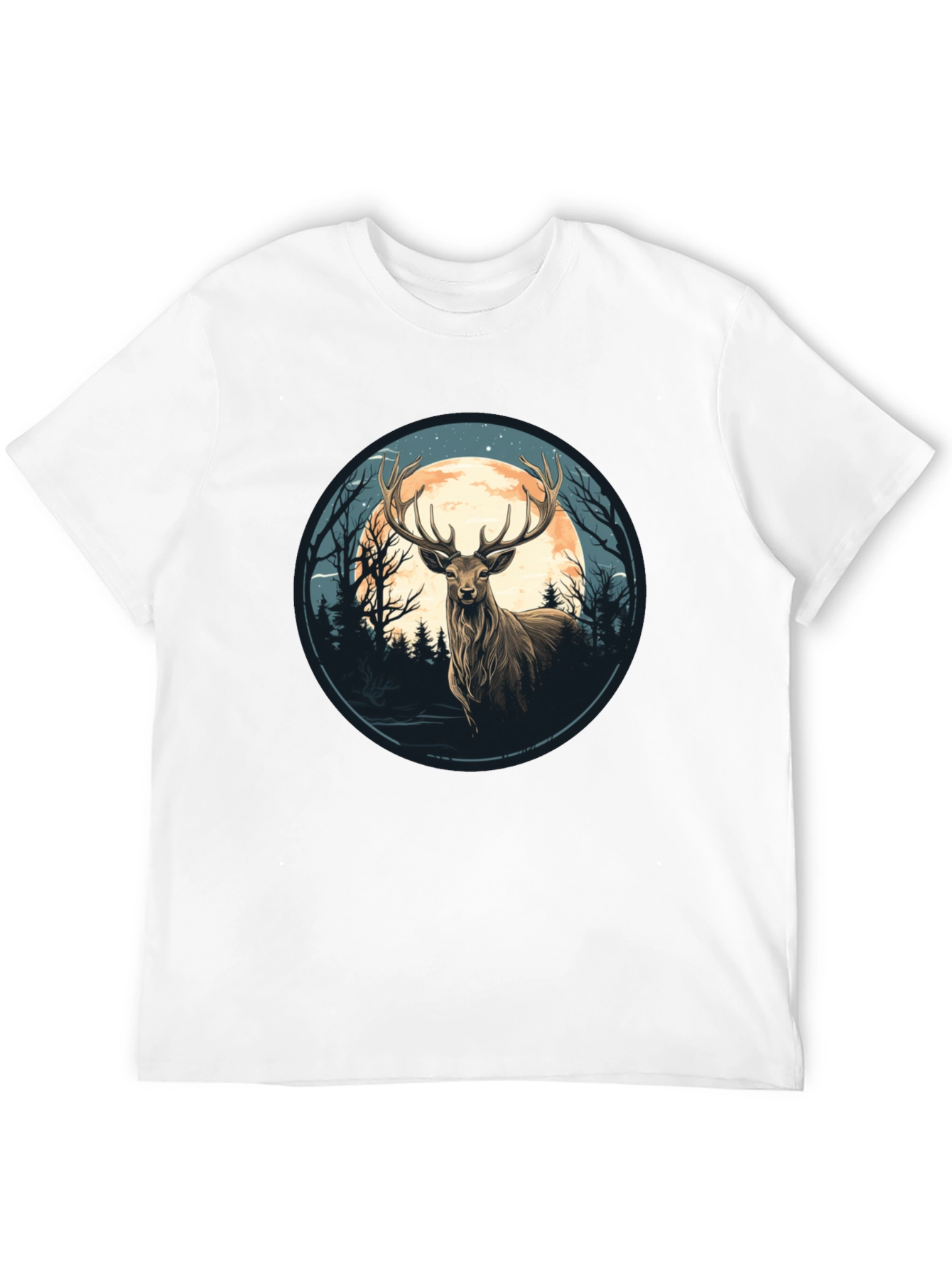 Deer Moon Graphic Tee - Nature Inspired Black T-Shirt