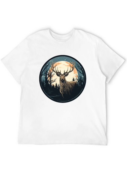 Deer Moon Graphic Tee - Nature Inspired Black T-Shirt