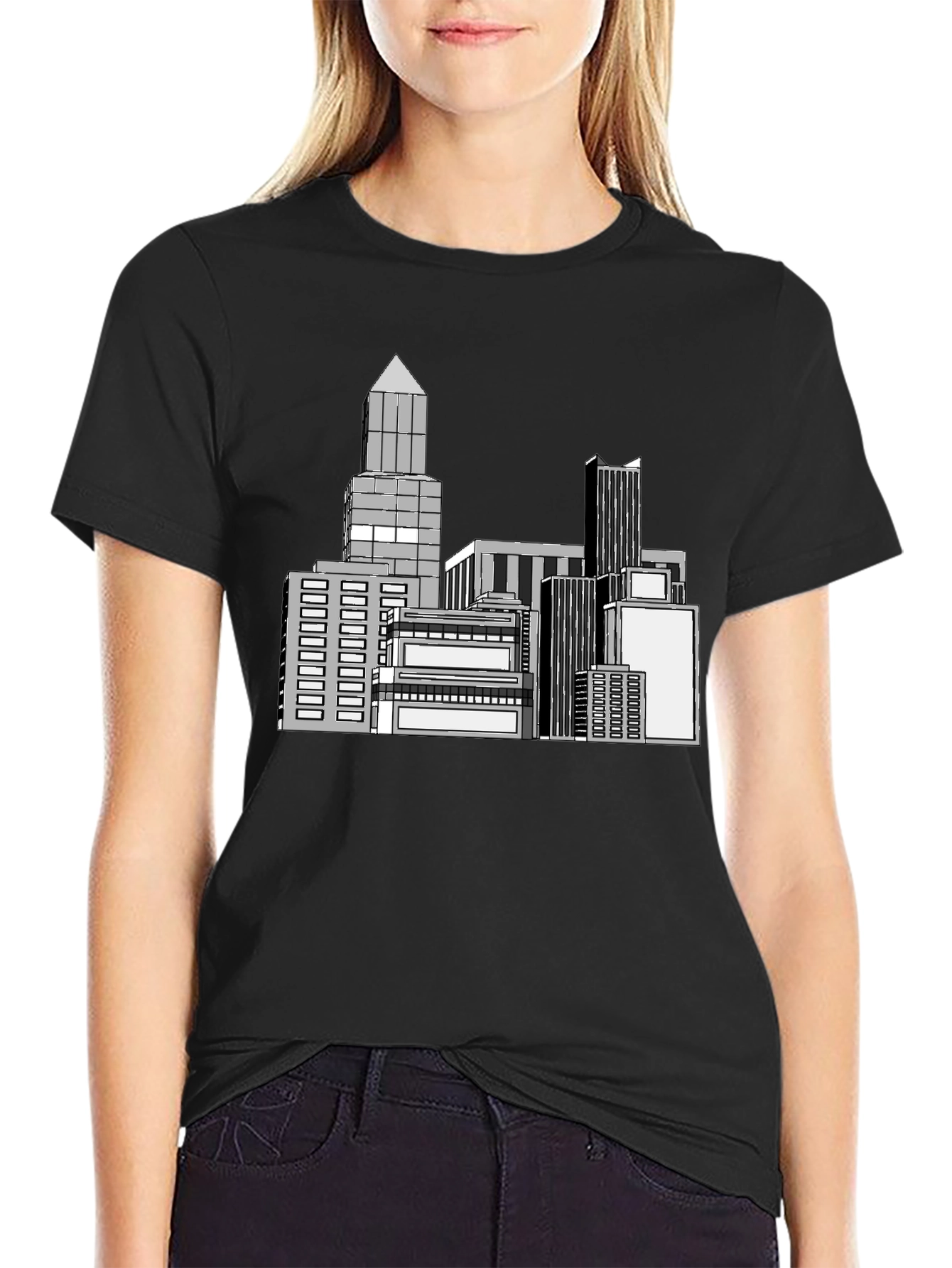 Cityscape Graphic Black T-Shirt