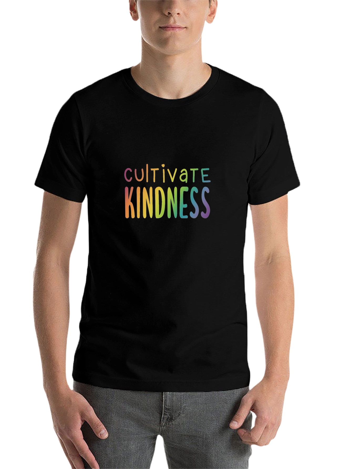 Cultivate Kindness Rainbow Graphic Black T-Shirt