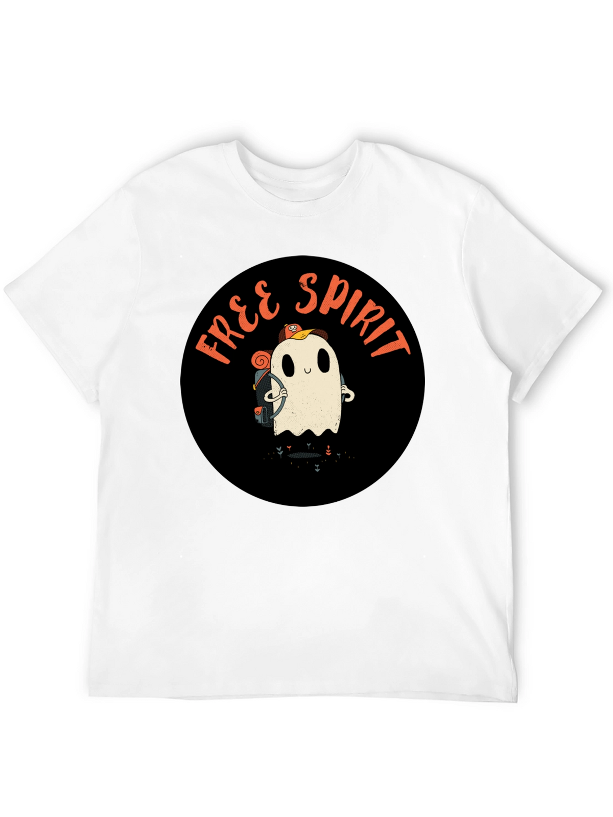 Free Spirit Ghost Graphic Tee - Black Cotton T-Shirt