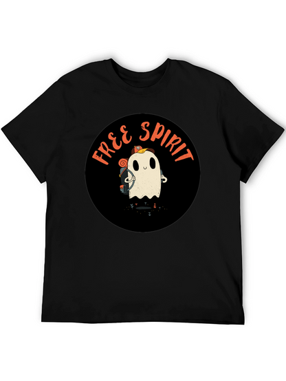 Free Spirit Ghost Graphic Tee - Black Cotton T-Shirt