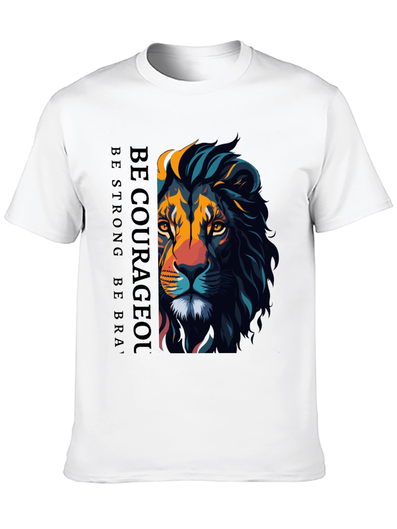 Be Courageous Lion Graphic T-Shirt - Black
