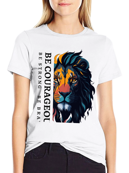 Be Courageous Lion Graphic T-Shirt - Black