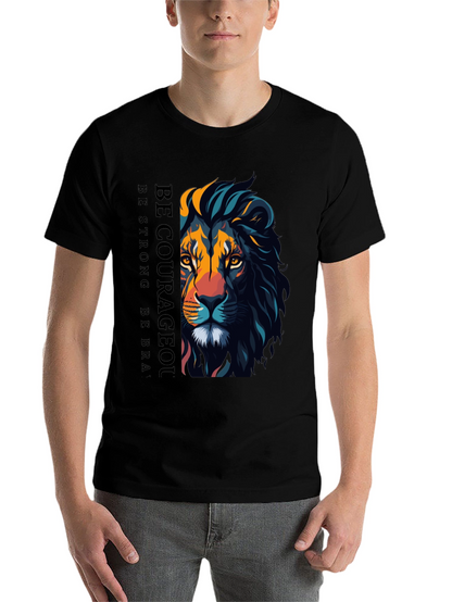 Be Courageous Lion Graphic T-Shirt - Black