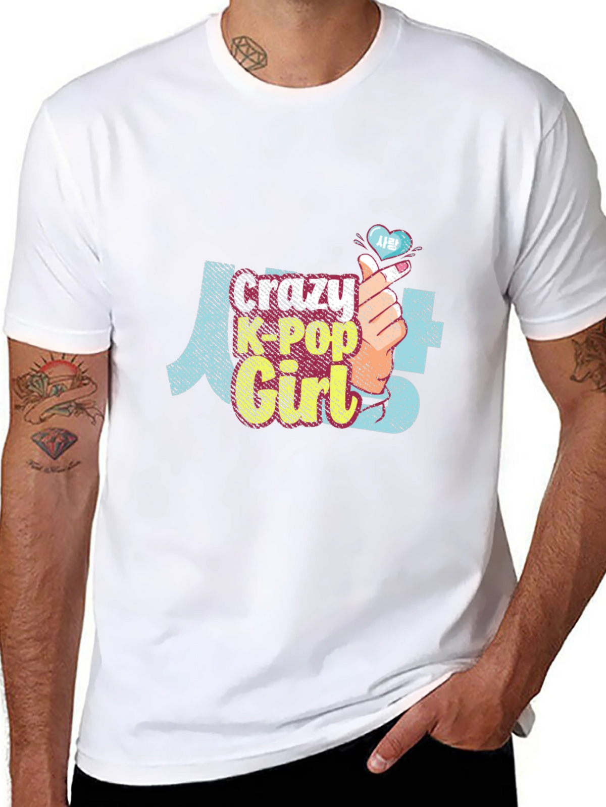 Crazy K-Pop Girl Graphic Tee Shirt
