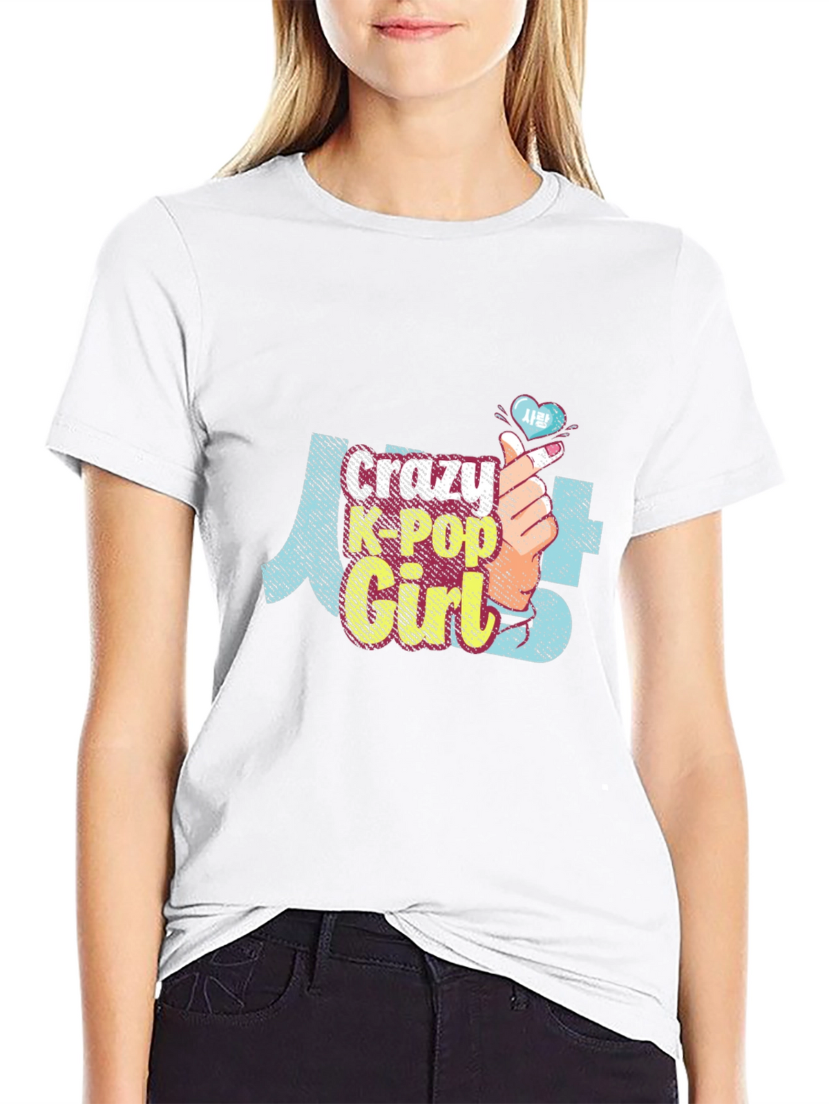 Crazy K-Pop Girl Graphic Tee Shirt