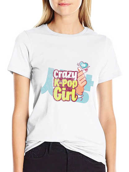Crazy K-Pop Girl Graphic Tee Shirt