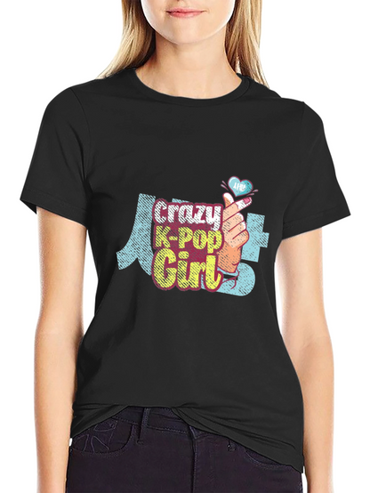 Crazy K-Pop Girl Graphic Tee Shirt