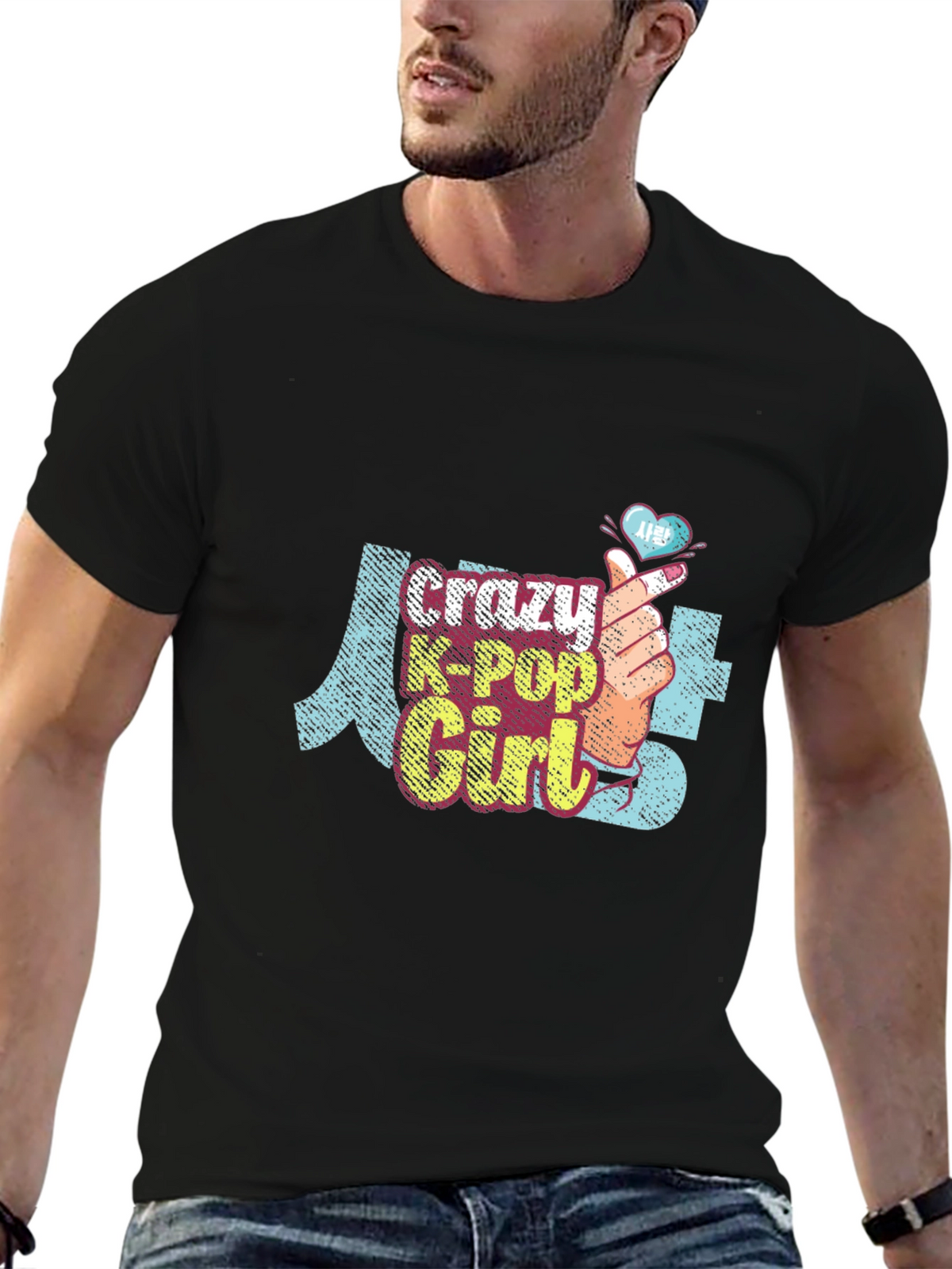 Crazy K-Pop Girl Graphic Tee Shirt